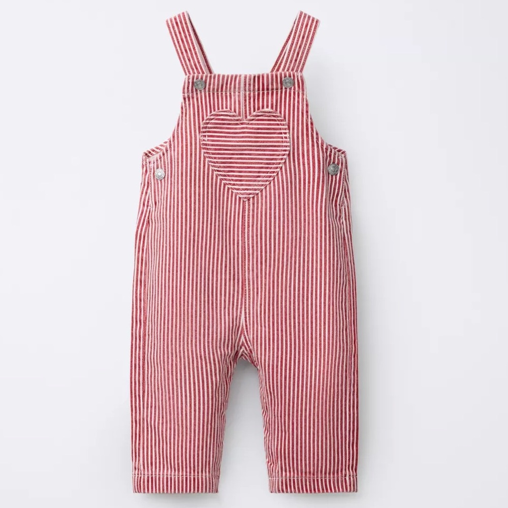 Zara Red Striped Kids Overalls